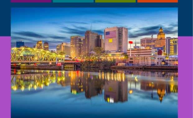 Toolkit for Reframing Legal Involvement as a Social Determinant of Health cover with Newark, New Jersey skyline lit up